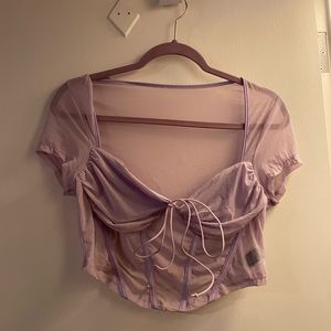Purple Crop Sheer Top